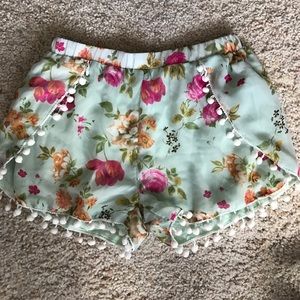 Floral pom pom shorts