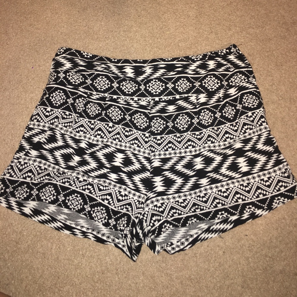 Black and white Aztec shorts