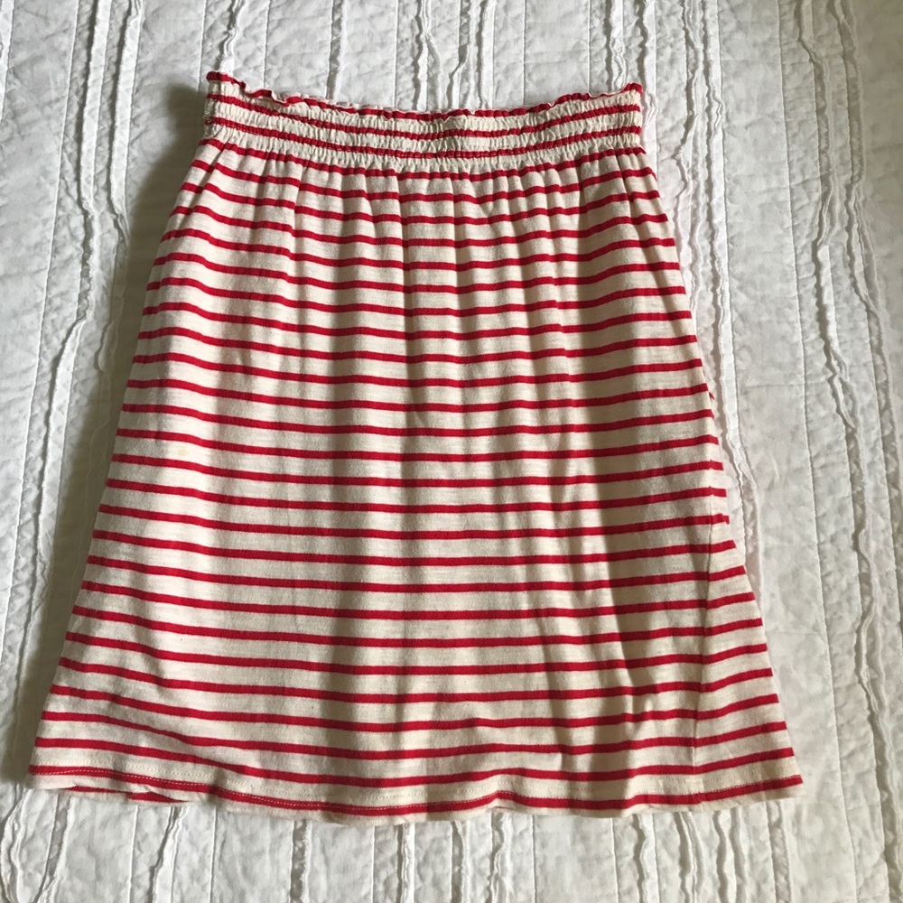 Piper and Scoot red and cream striped skirt