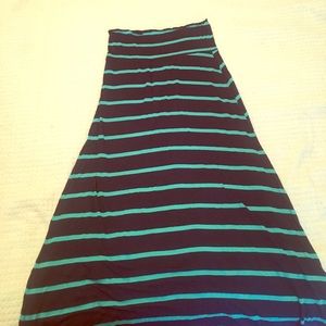 Pink blush maternity maxi skirt in green and blue