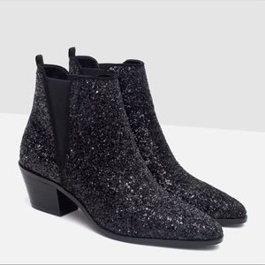 Zara Metallic Sparkle Ankle Boots