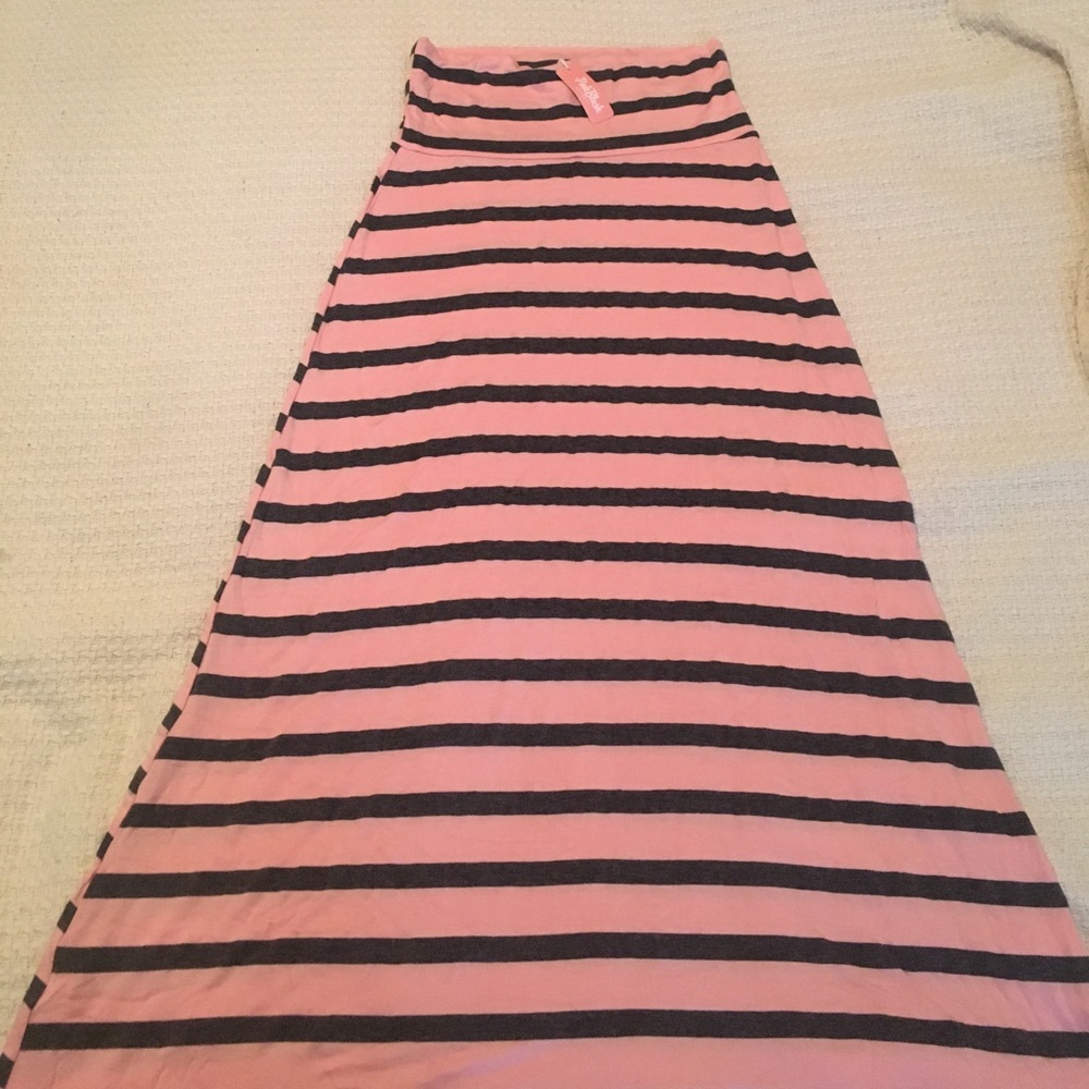 Pink Blush Maternity Maxi Skirt pink and grey