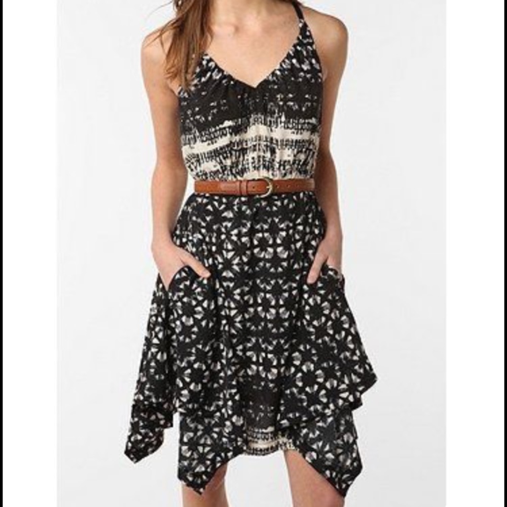 ecoté XS crepe shibori print open back dress