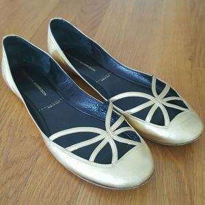 Sigerson Morrison Metallic Gold Ballet Flats