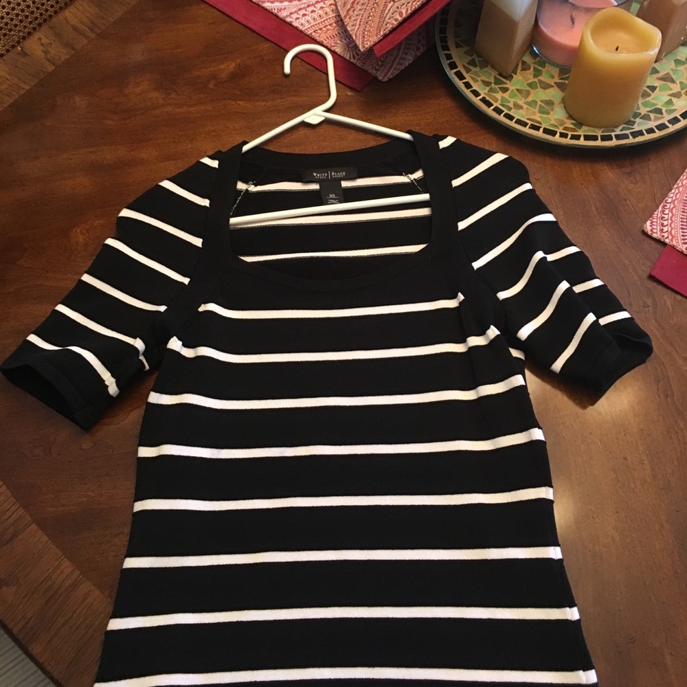 WHBM ponte black white sweater