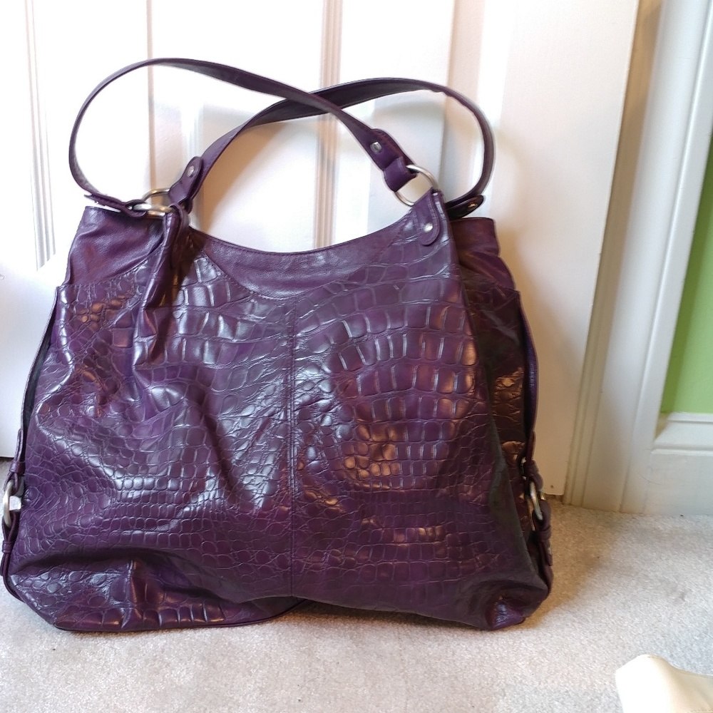 Purple Faux Alligator Skin Bag