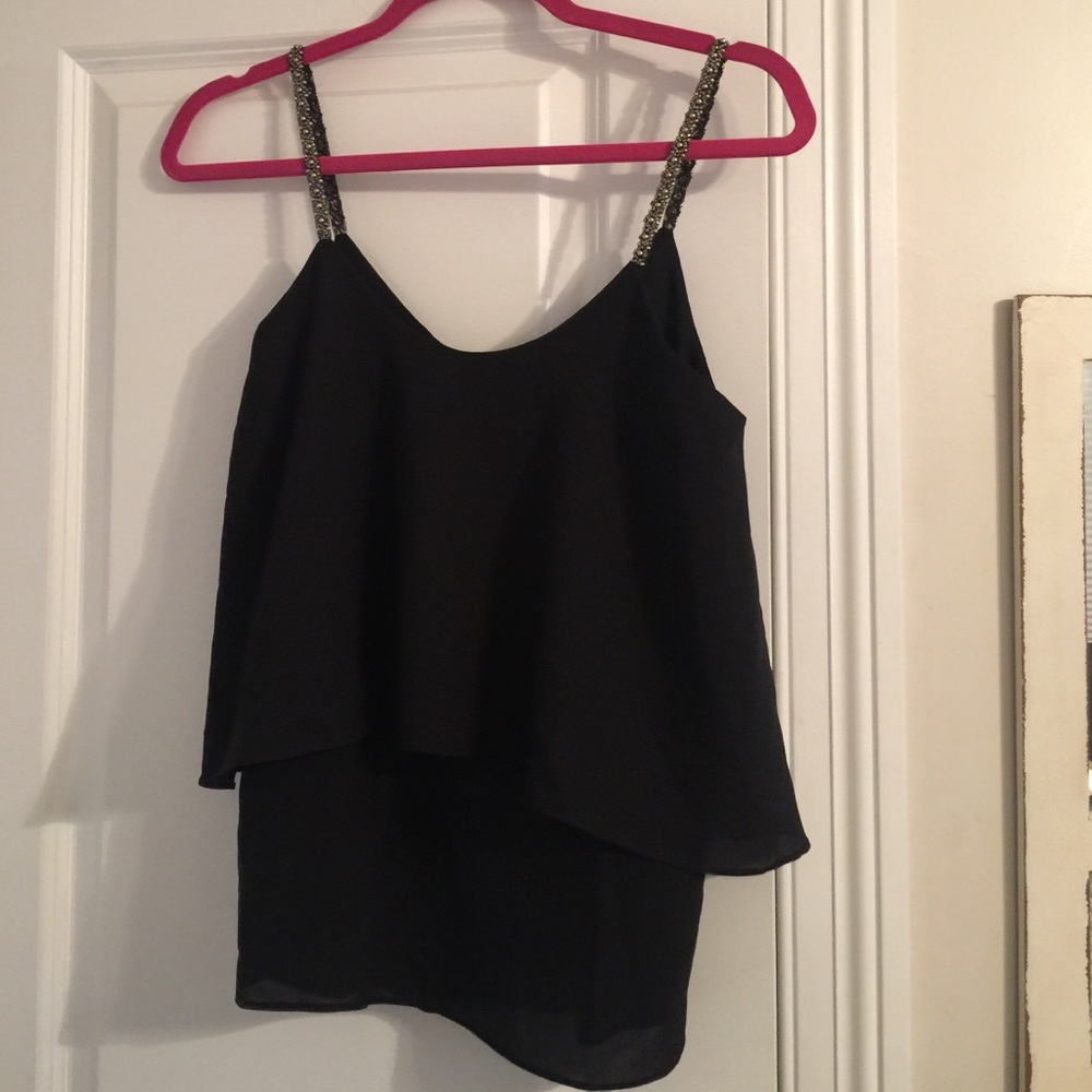 Black embellished tank