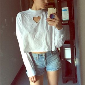 Lazy Off long-sleeve heart cutout top