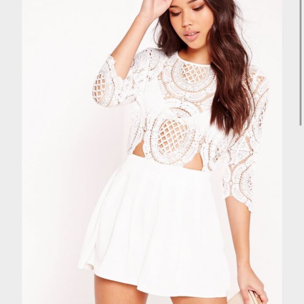 Missguided White Lace Cut Out Romper