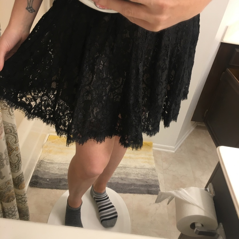 Diane Von Furstenberg black lace Victorian skirt 4