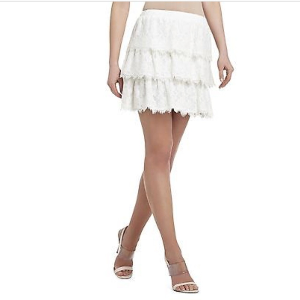 BCBGMAXAZRIA Justina lace tiered skirt