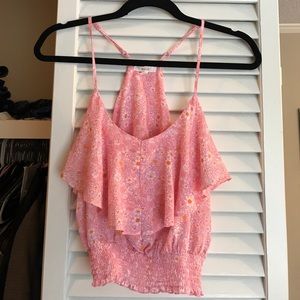 Pink floral crop top