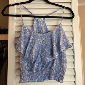 Blue floral crop top