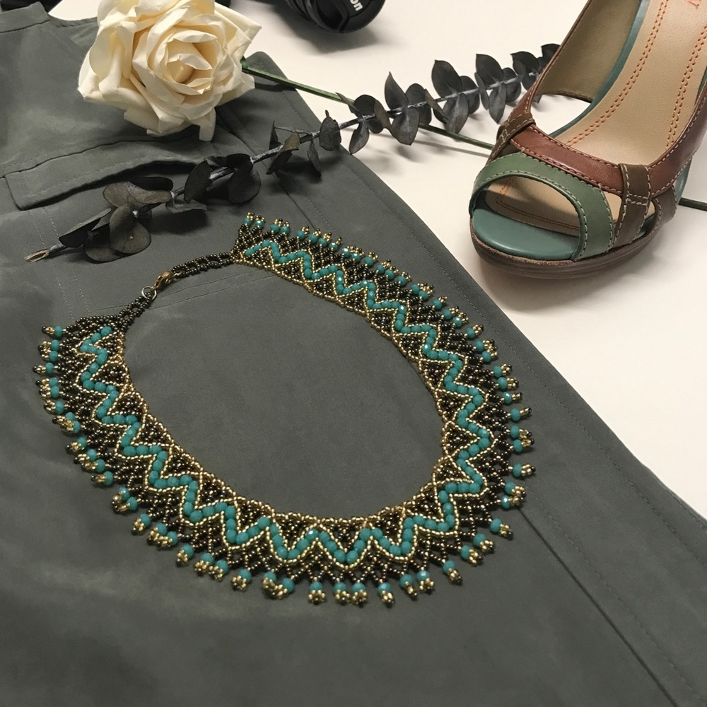 NEW!!! Handmade unique crystal beaded necklace💚