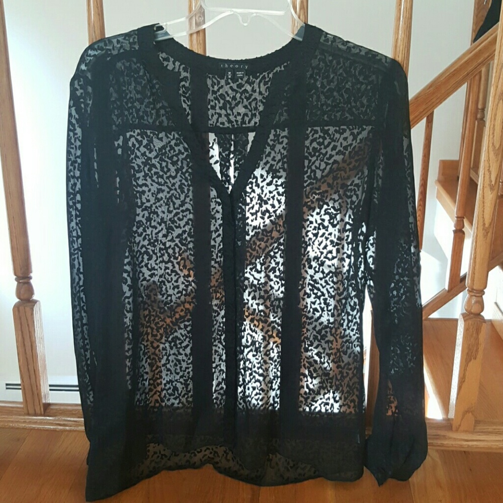 Theory Velvet Burnout Sheer Blouse