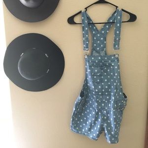 Polka dot overall shorts
