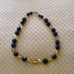 Vintage Amber and black crystal beads