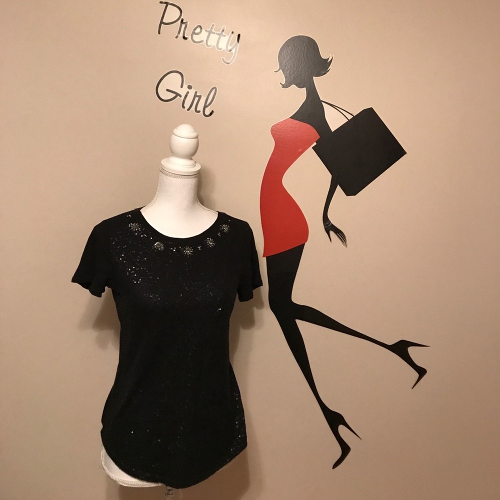 Loft black sequin top