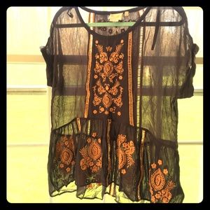Sheer Anthropologie blouse
