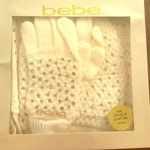Brand new hat, gloves, and scarf set from bebe.