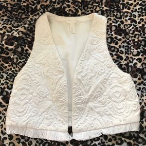 White Denim Vest with Pattern