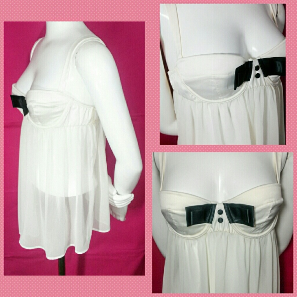 Victoria Secret Sheer Ivory Chiffon Babydoll 36C - Picture 2 of 4