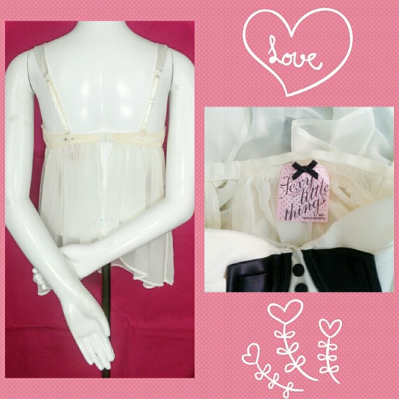 Victoria Secret Sheer Ivory Chiffon Babydoll 36C - Picture 3 of 4