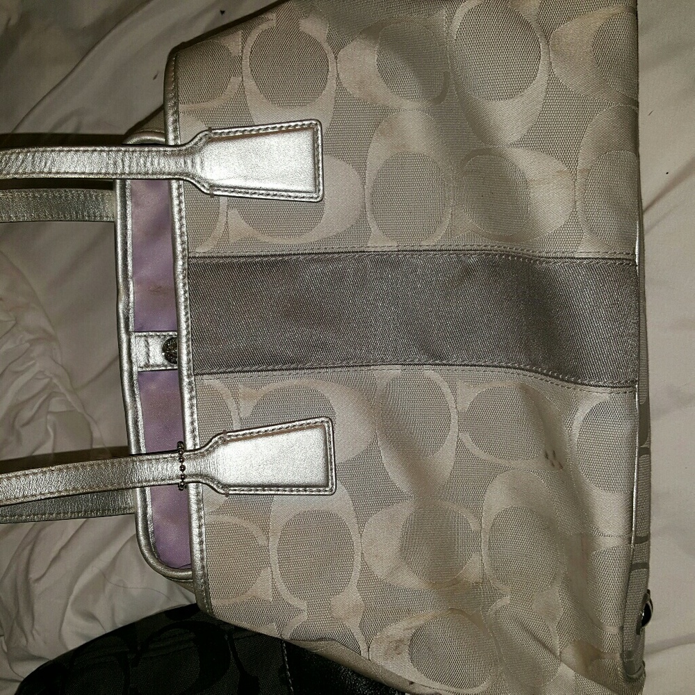 Silver coach bag