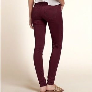Hollister burgundy super skinny jeans