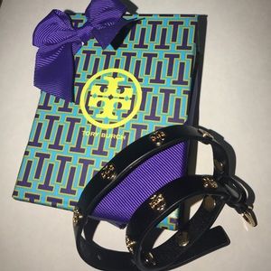 Tory Burch Double Wrap Logo Stud Bracelet