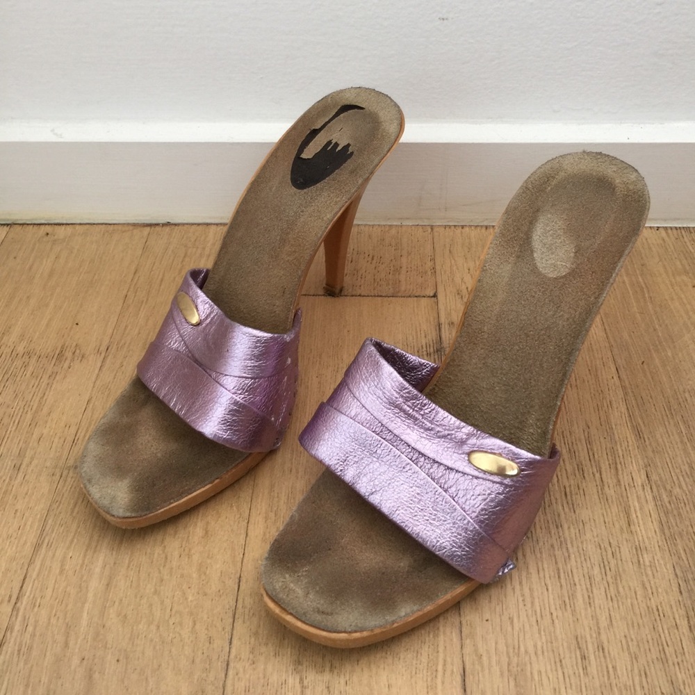Purple Metallic High Heel Sandals - Picture 3 of 4