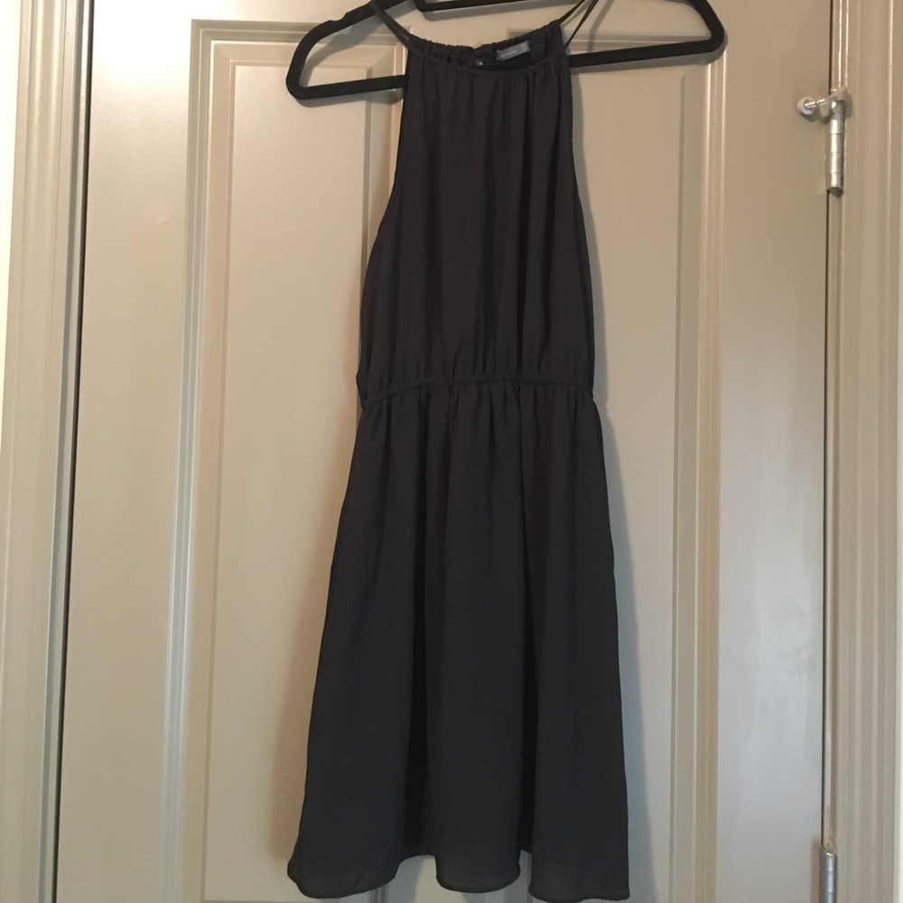 High neck black dress