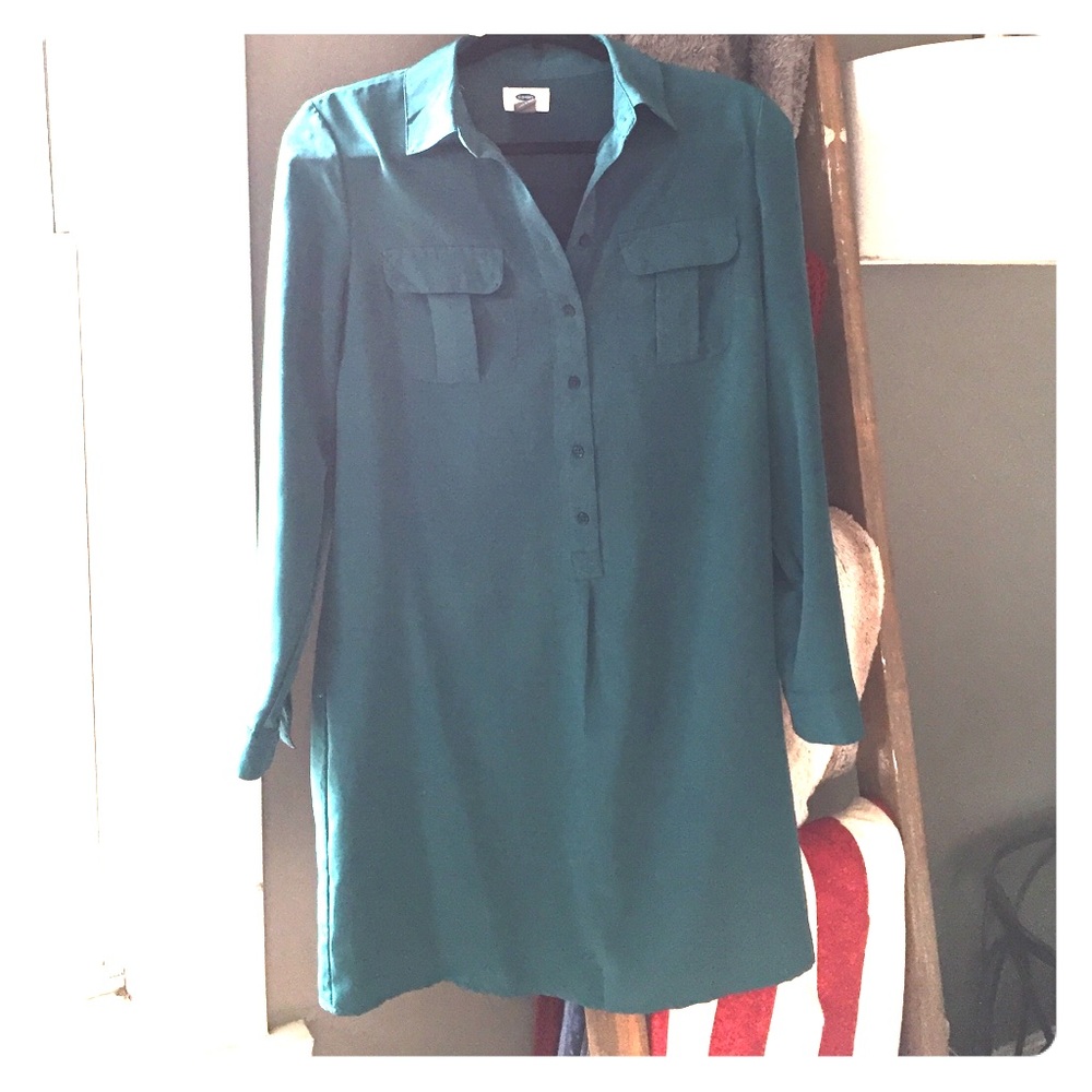 Teal shirt dress