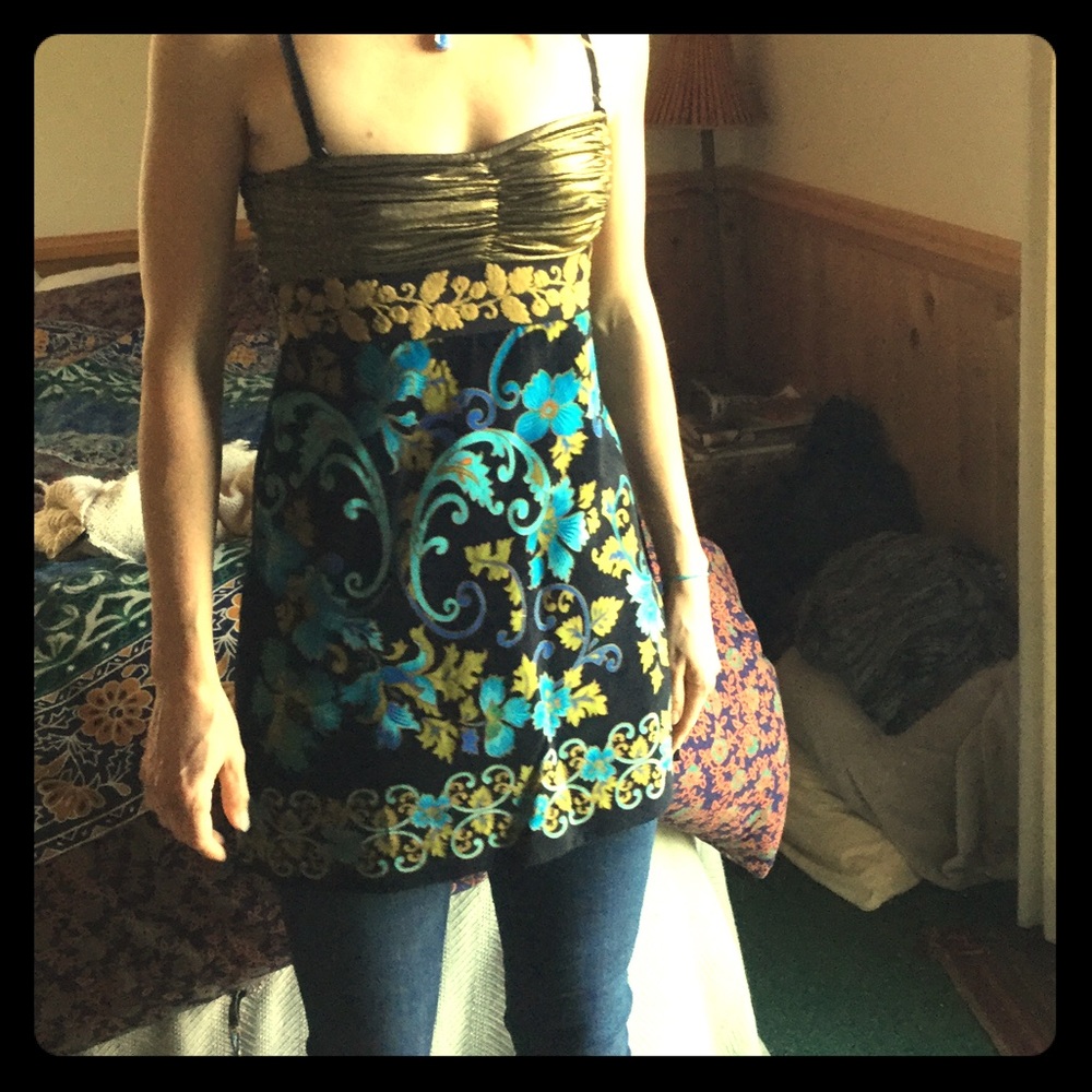 Free People Shiny with Velvet party top Mermaid