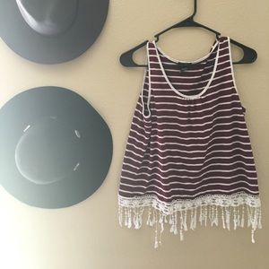 Maroon striped cropped tank
