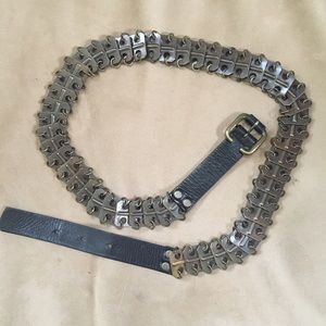 Metal and leather belt