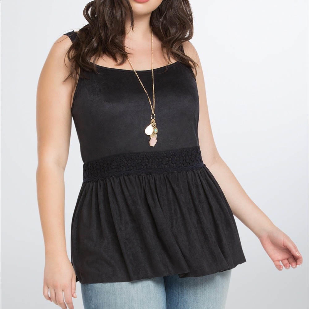 BRAND NEW Torrid faux suede crochet trim tank top