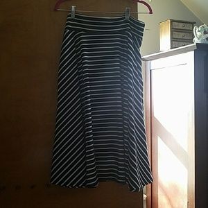 Agnes & Dora navy & white striped midi skirt