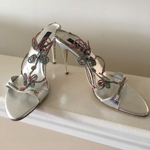 Steven by Steve Madden silver metallic heels.