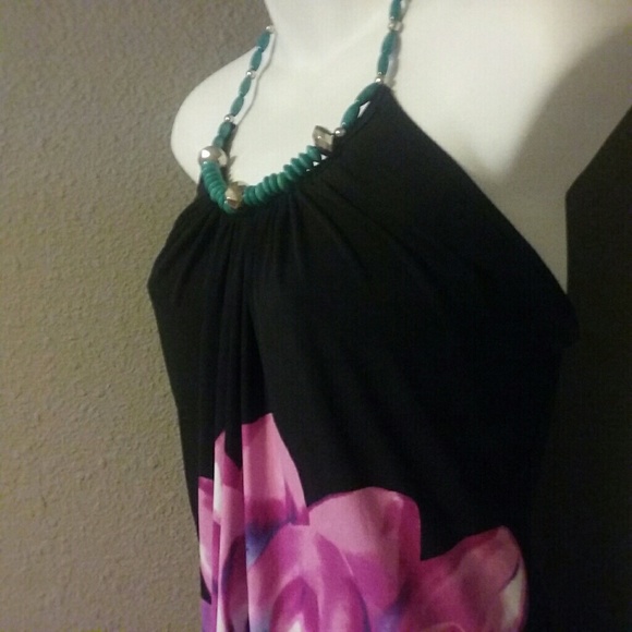 EUC BCC jeweled halter dress floral XS - Picture 2 of 4