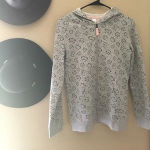 Cat print zip up hoodie