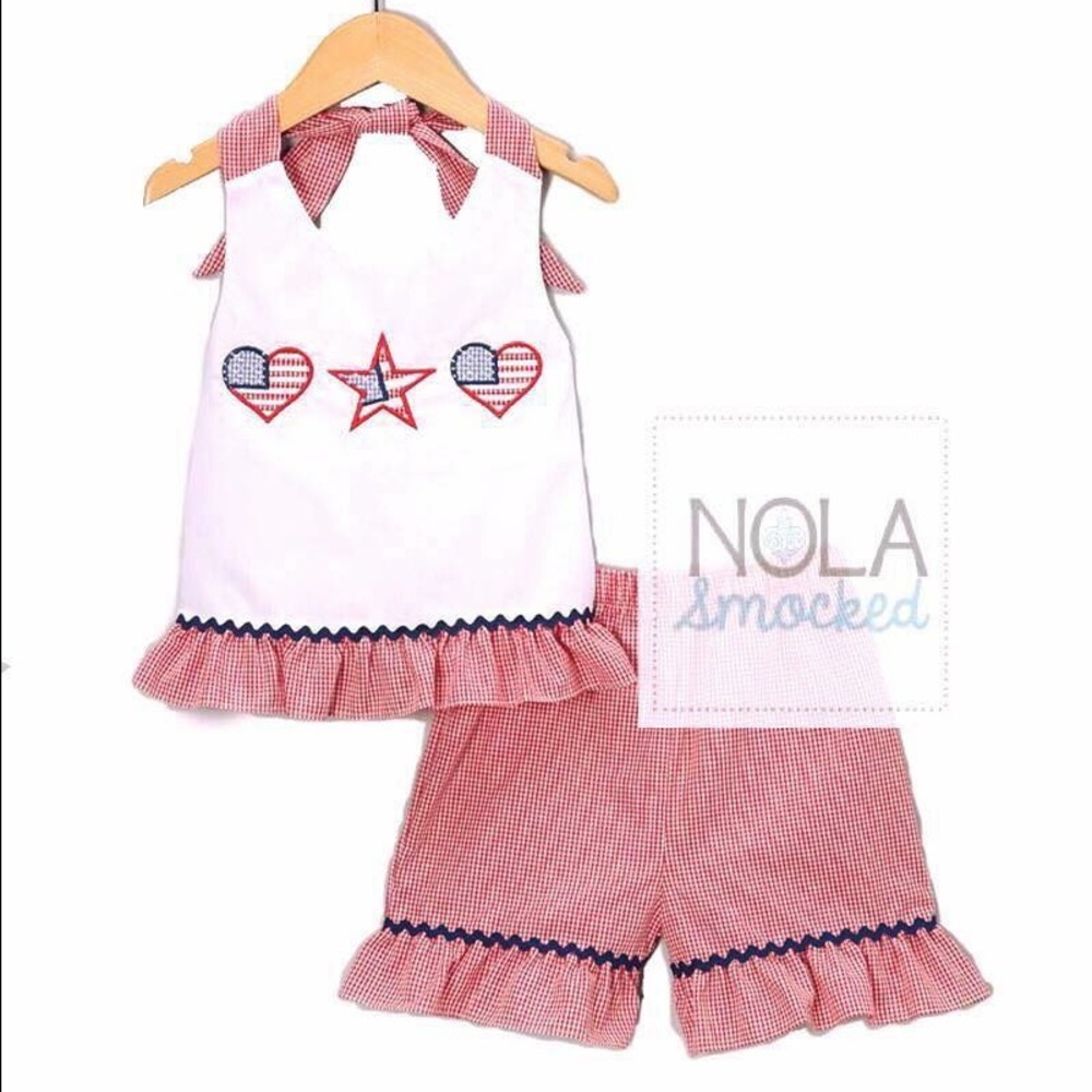 🌟"Stars & Stripes" appliqué short set
