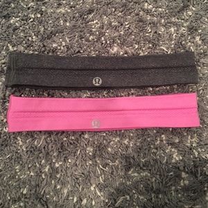 Grey pink and black Lululemon headbands