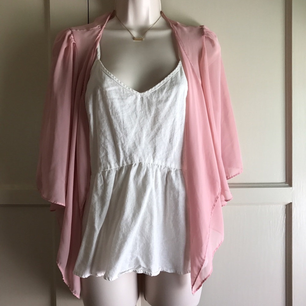 Crop top sheer kimono