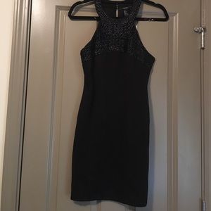 Little black dress w high neck