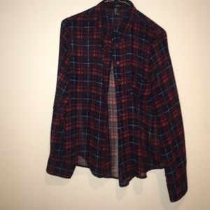 Sheer plaid button down