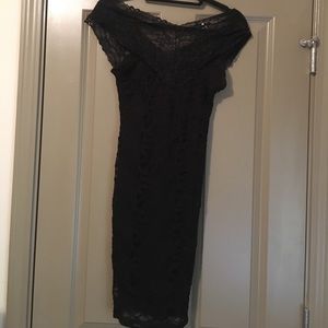 Off the shoulder black lace dress
