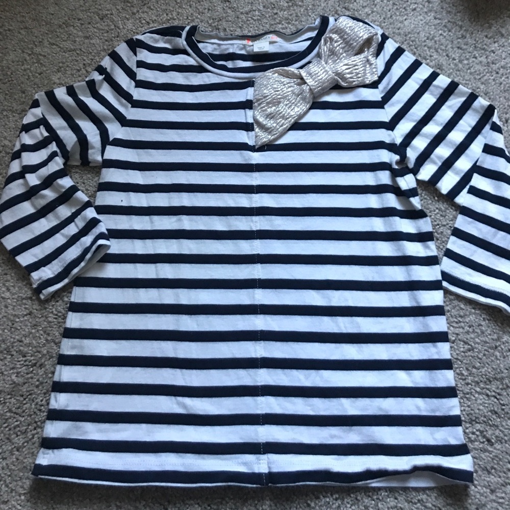 Crewcuts white and navy striped  shirt
