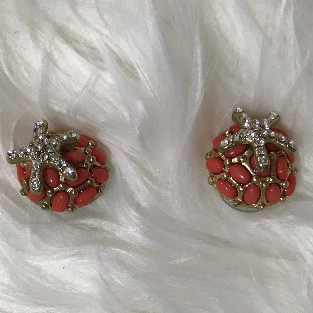 Coral starfish earrings
