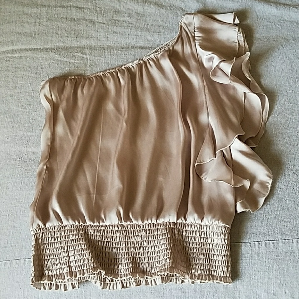 Silky one shoulder ruffle top